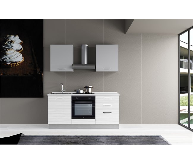 Conforama Cocina GILDA 2.0 L180 Izquierda Titanio Frassino Y Light Grey