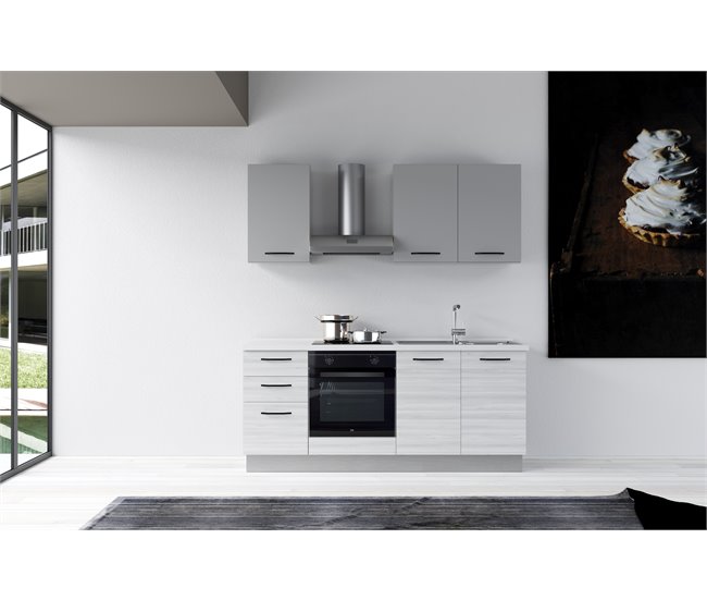 Conforama Cocina GILDA 2.0 L195 Derecha TTitanio Frassino Y Light Grey