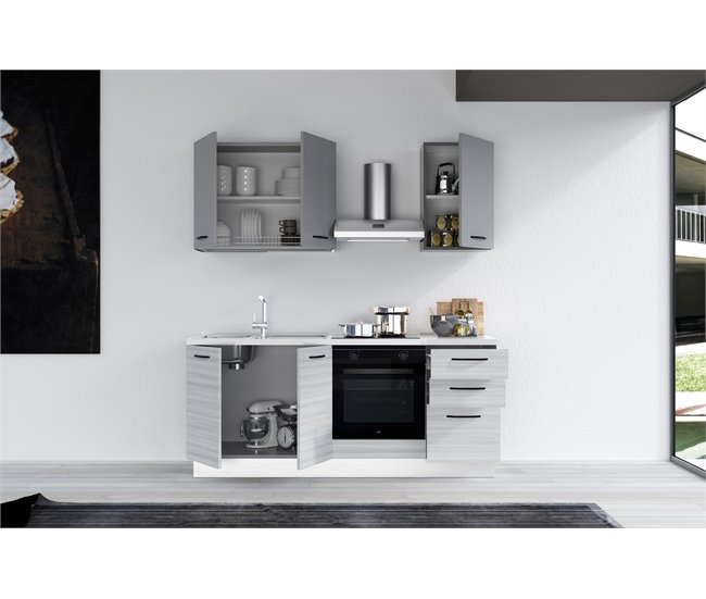 Conforama Cocina GILDA 2.0 L195 Izquierda TTitanio Frassino Y Light Grey