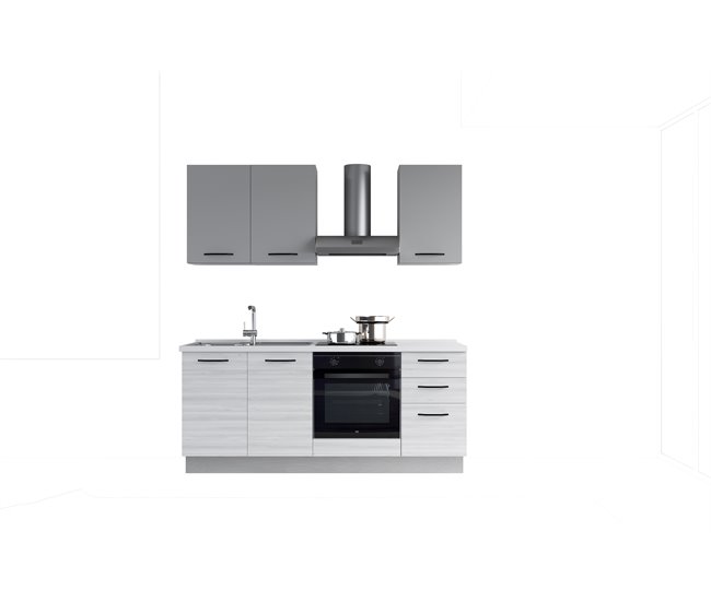 Conforama Cocina GILDA 2.0 L195 Izquierda TTitanio Frassino Y Light Grey