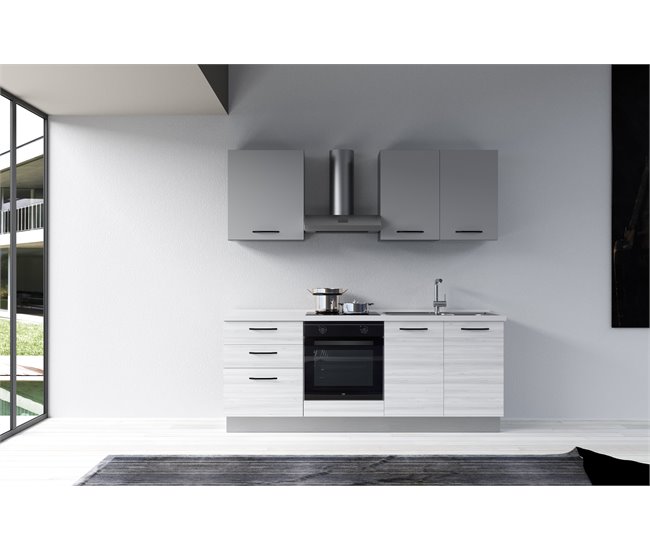 Conforama Cocina GILDA 2.0 L210 Derecha Titanio-Frassino Y Light Grey