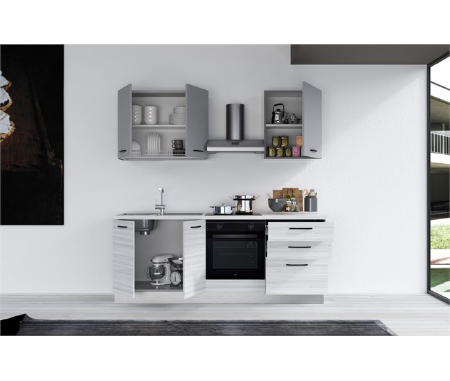 Conforama Cocina GILDA 2.0 L210 Izquierda Titanio-Frassino Y Light Grey