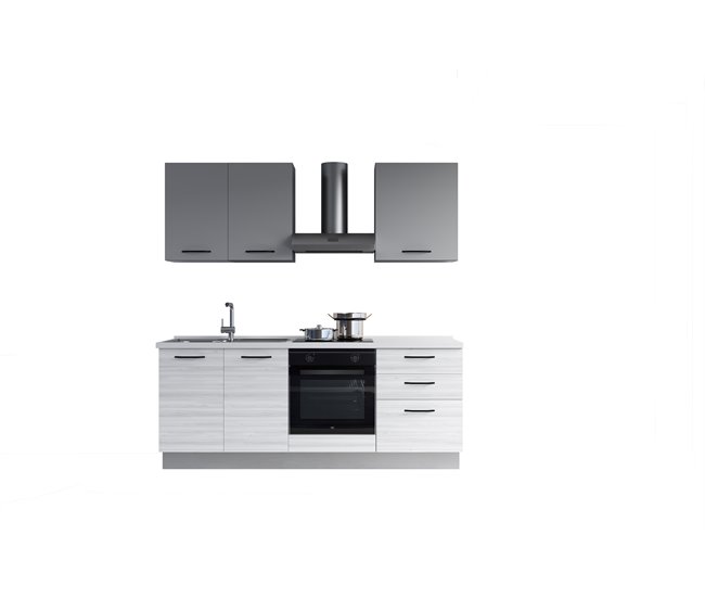 Conforama Cocina GILDA 2.0 L210 Izquierda Titanio-Frassino y Light grey