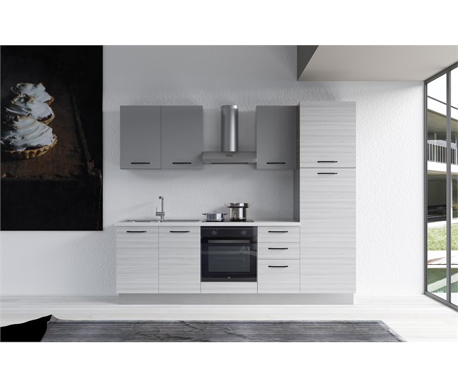 Conforama Cocina GILDA 2.0 L255 Izquierda Titanio-Frassino Y Light Grey