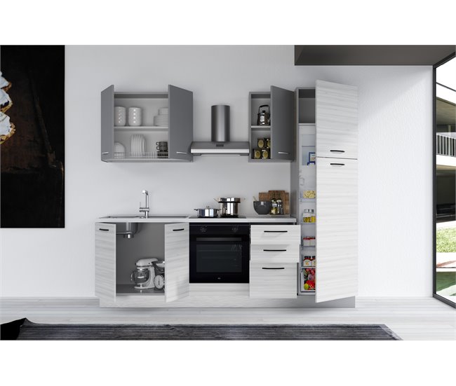 Conforama Cocina GILDA 2.0 L255 Izquierda Titanio-Frassino Y Light Grey