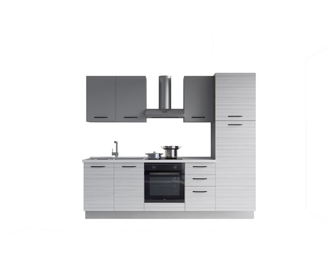 Conforama Cocina GILDA 2.0 L255 Izquierda Titanio-Frassino y Light grey