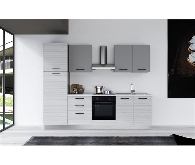 Conforama Cocina GILDA 2.0 L270 Derecha Titanio-Frassino Y Light Grey