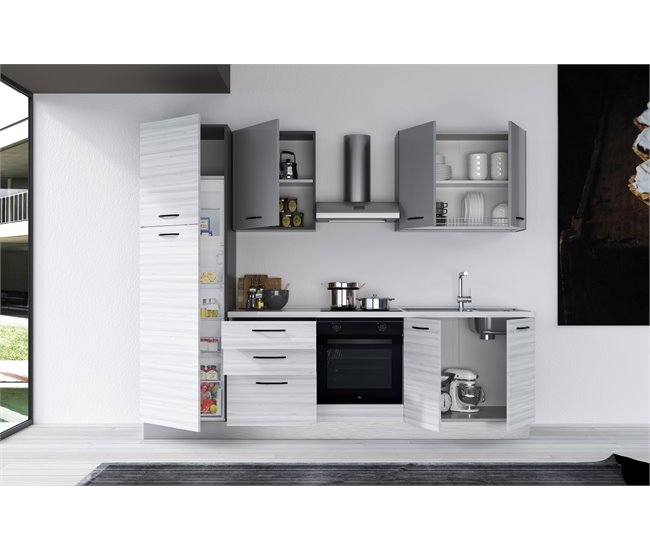 Conforama Cocina GILDA 2.0 L270 Derecha Titanio-Frassino Y Light Grey