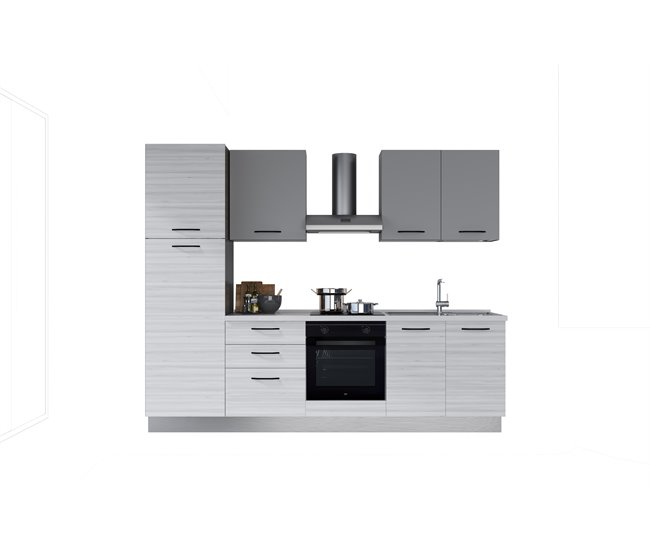 Conforama Cocina GILDA 2.0 L270 Derecha Titanio-Frassino y Light grey