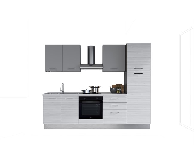 Conforama Cocina GILDA 2.0 L270 Izquierda Titanio-Frassino y Light grey