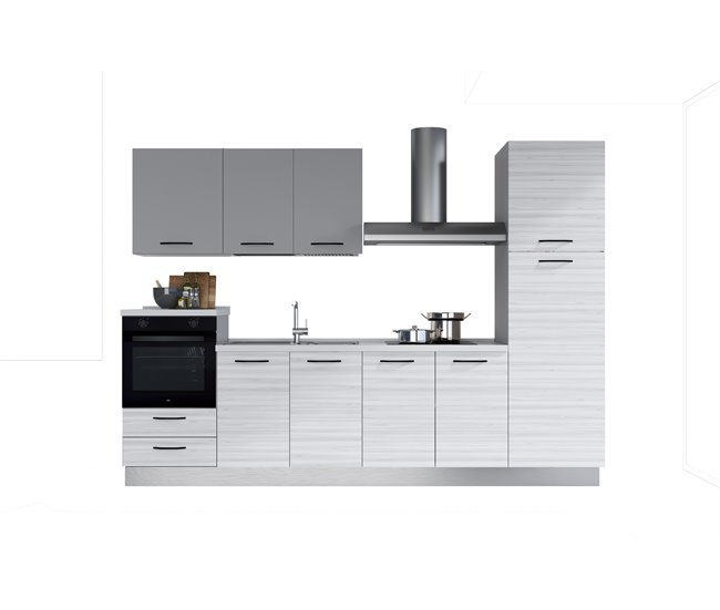 Conforama Cocina GILDA 2.0 L300 Izquierda Titanio-Frassino y Light grey