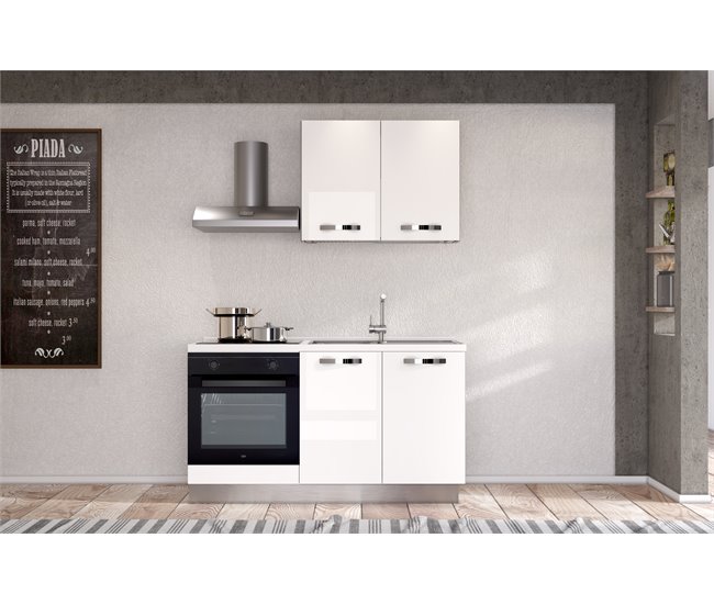 Conforama Cocina GILDA ICE L150 Derecha Blanco Brillo Y Gris Claro