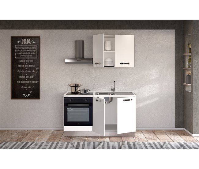 Conforama Cocina GILDA ICE L150 Derecha Blanco Brillo Y Gris Claro