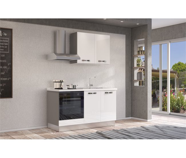 Conforama Cocina GILDA ICE L150 Derecha Blanco Brillo Y Gris Claro