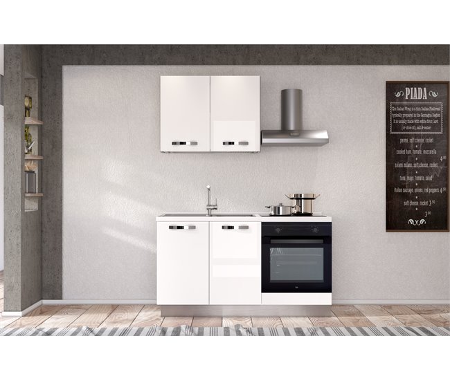 Conforama Cocina GILDA ICE L150 Izquierda Blanco Brillo Y Gris Claro