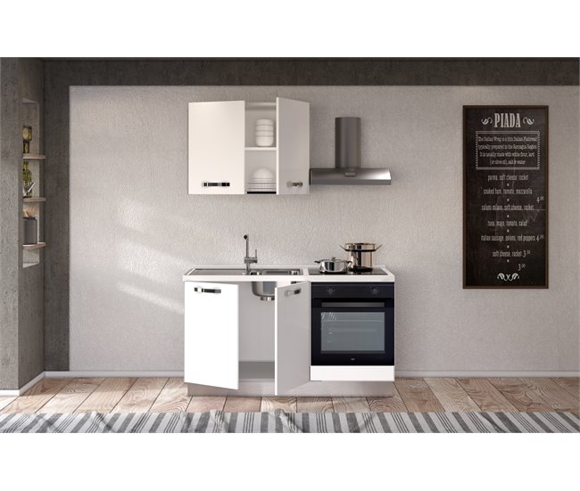 Conforama Cocina GILDA ICE L150 Izquierda Blanco Brillo Y Gris Claro