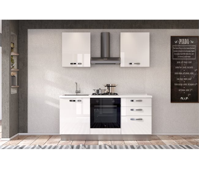 Conforama Cocina GILDA ICE L180 Izquierda Blanco Brillo Y Gris Claro