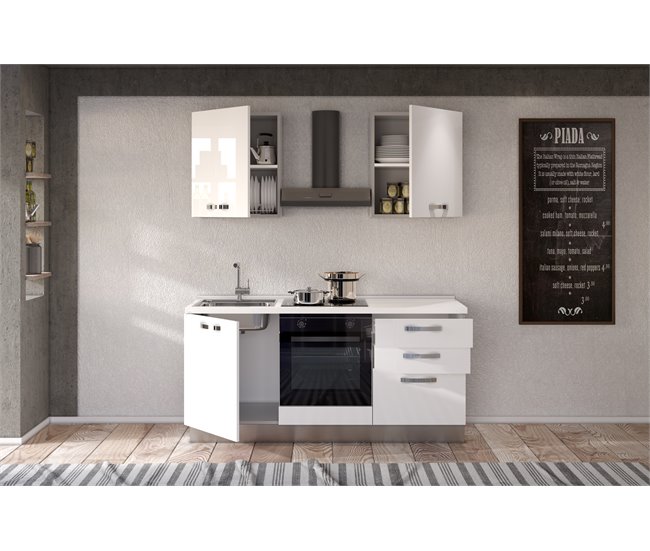 Conforama Cocina GILDA ICE L180 Izquierda Blanco Brillo Y Gris Claro