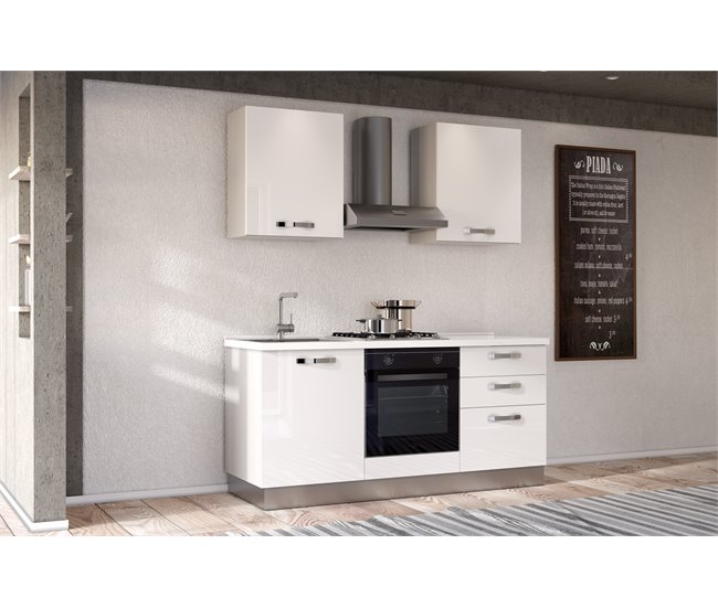 Conforama Cocina GILDA ICE L180 Izquierda Blanco Brillo Y Gris Claro