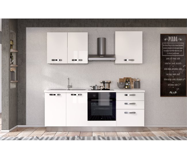 Conforama Cocina GILDA ICE L210 Izquierda Blanco Brillo Y Gris Claro