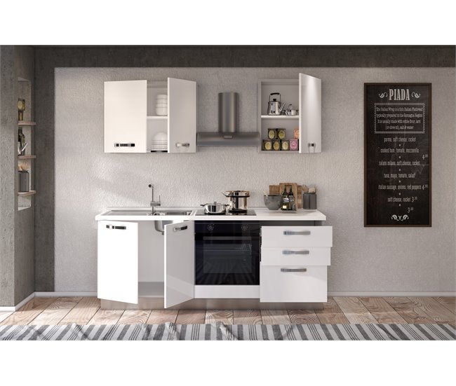 Conforama Cocina GILDA ICE L210 Izquierda Blanco Brillo Y Gris Claro