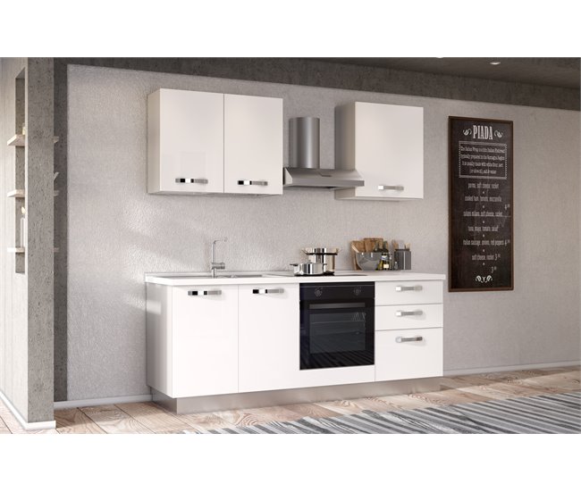 Conforama Cocina GILDA ICE L210 Izquierda Blanco Brillo Y Gris Claro