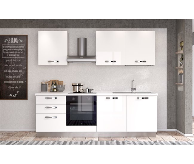 Conforama Cocina GILDA ICE L240 Derecha Blanco Brillo Y Gris Claro