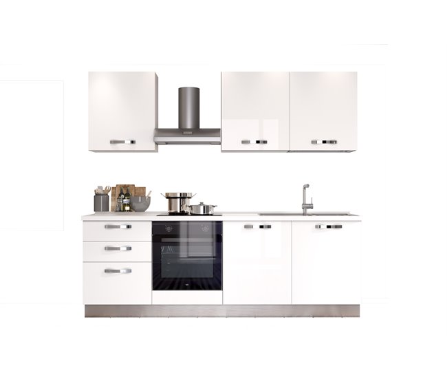 Conforama Cocina GILDA ICE L240 derecha blanco brillo y gris claro