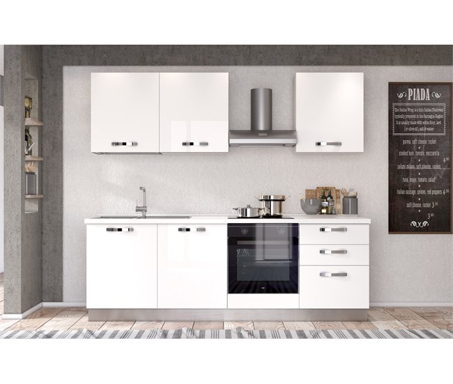 Conforama Cocina GILDA ICE L240 Izquierda Blanco Brillo Y Gris Claro