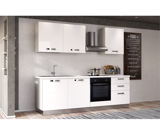 Conforama Cocina GILDA ICE L240 Izquierda Blanco Brillo Y Gris Claro