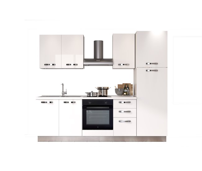 Conforama Cocina GILDA ICE L255 izquierda blanco brillo y gris claro