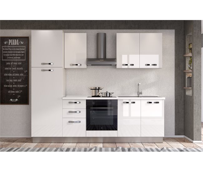 Conforama Cocina GILDA ICE L270 Derecha Blanco Brillo Y Gris Claro