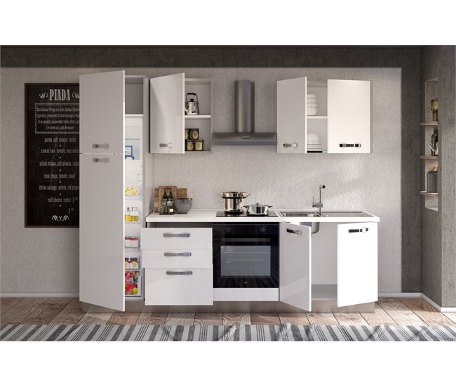 Conforama Cocina GILDA ICE L270 Derecha Blanco Brillo Y Gris Claro