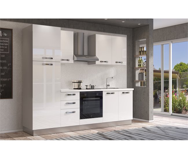 Conforama Cocina GILDA ICE L270 Derecha Blanco Brillo Y Gris Claro