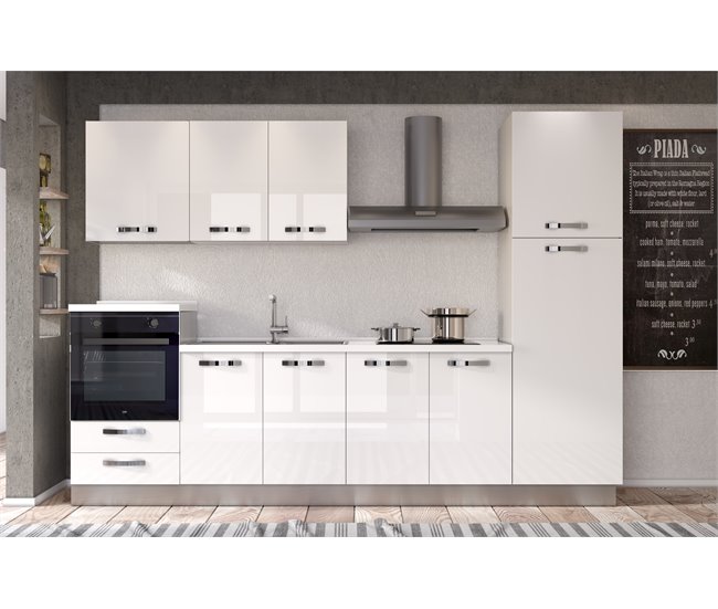 Conforama Cocina GILDA ICE L300 Izquierda Blanco Brillo Y Gris Claro