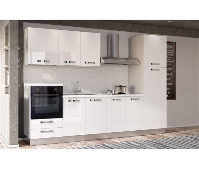 Conforama Cocina GILDA ICE L300 Izquierda Blanco Brillo Y Gris Claro