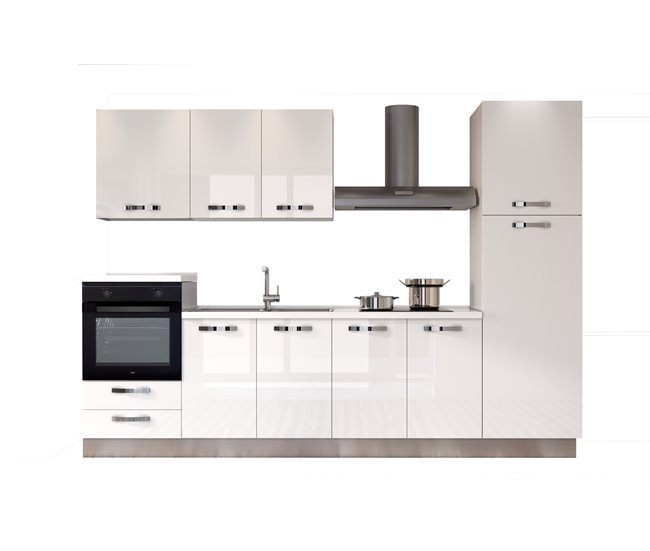 Conforama Cocina GILDA ICE L300 izquierda blanco brillo y gris claro