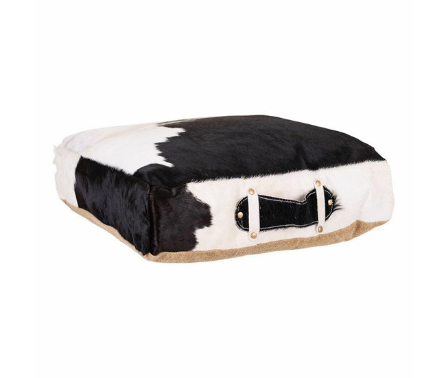 Conforama Cojín Alexandra House Living Blanco Negro Cuero 10 x 48 x 48 cm