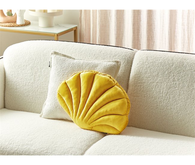Conforama Cojín Concha De Terciopelo Amarillo 47 X 35 Cm CONSOLIDA