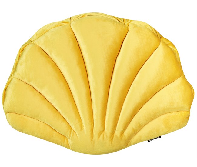 Conforama Cojín concha de terciopelo amarillo 47 x 35 cm CONSOLIDA