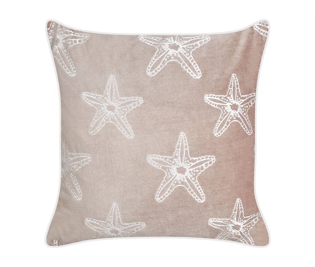 Conforama Cojín de terciopelo rosa motivo estrellas de mar 45 x 45 cm CERAMIUM