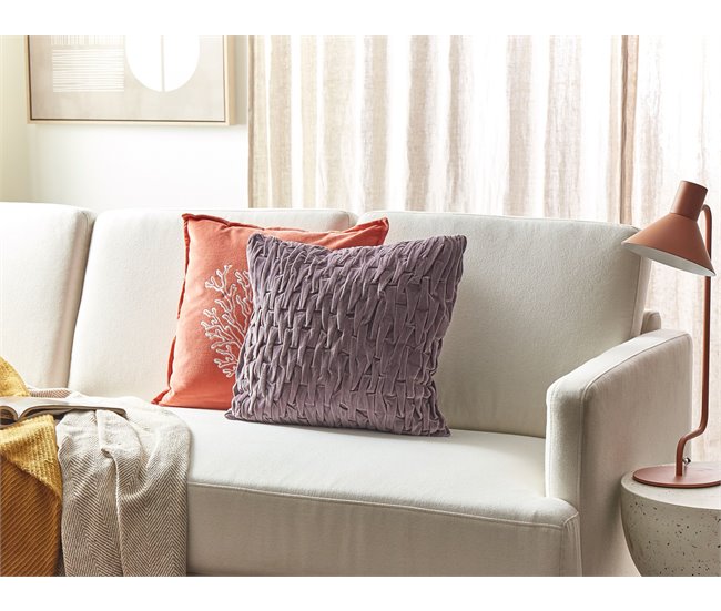 Conforama Cojín Plisado De Terciopelo Violeta 45 X 45 Cm CHIRITA