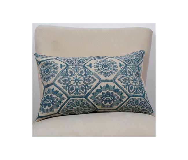 Conforama Cojin Presume De Casa Valerie 53*33*8 Blanco Roto/azul Poliester