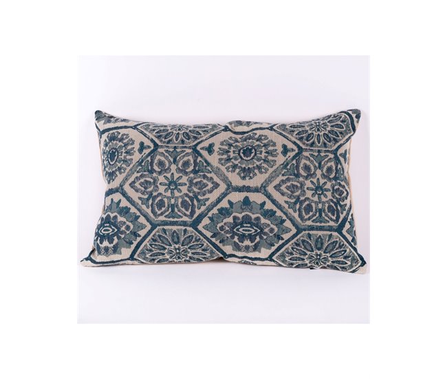 Conforama Cojin Presume De Casa Valerie 53*33*8 Blanco Roto/azul Poliester