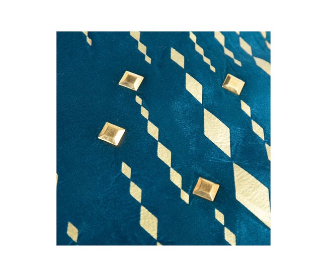 Conforama Cojin Presume De Casa Yvette 53*33*8 Azul/dorado Poliester Terciopelo/espejitos