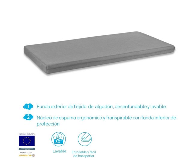 Conforama Colchón cuna de viaje 60x120x5 cm - Facil de transportar y transpirable