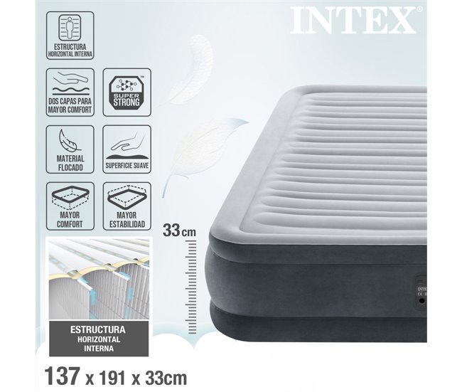 Conforama Colchón Hinchable INTEX Dura-Beam Deluxe Comfort-Plush 137x191x33 Cm