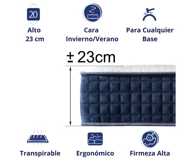 Conforama Colchón Visco Viena Cara Invierno/Verano Ergonómico Firme Y Transpirable Alta Gama Altura 22 Cm