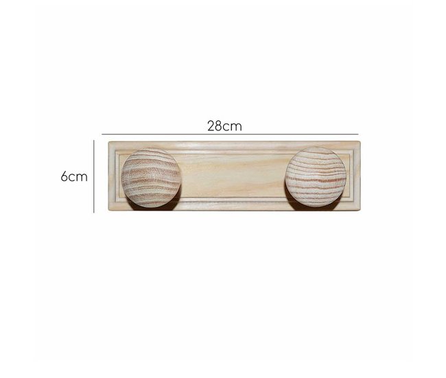 Conforama Colgador 2 Pomos En Madera Acabado SIN Barniz 28x9x6 Cm