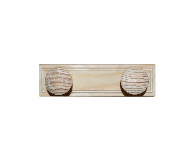 Conforama Colgador 2 pomos en madera acabado SIN barniz 28x9x6 cm